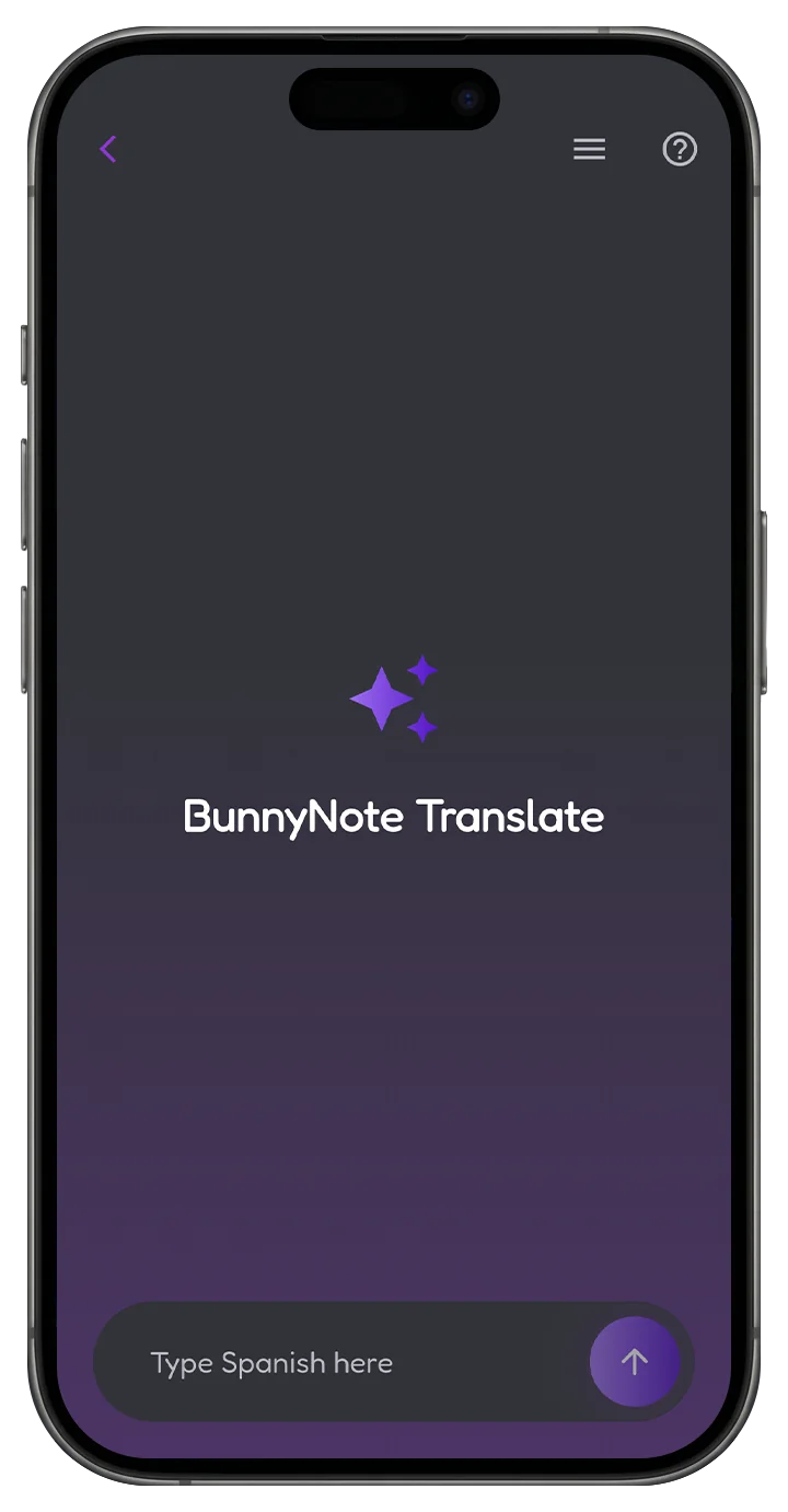 The BunnyNote Translate screen, waiting for text to be pasted in